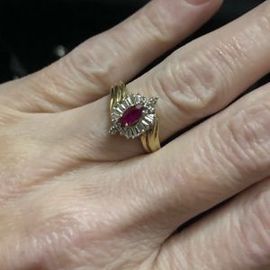 10K Vintage Ruby & Diamond Cocktail Ring